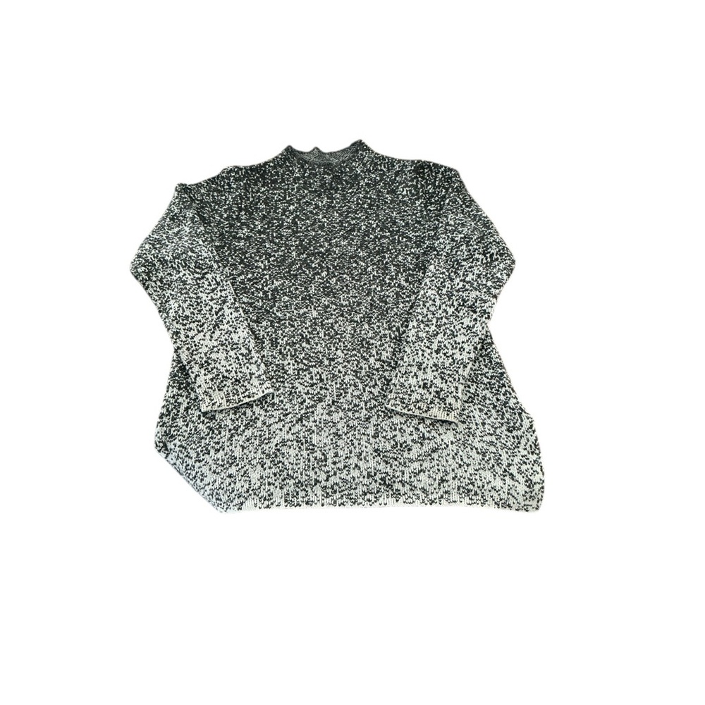 Pure Jill Marled Knit Sweater Size Medium Gray Black Cotton Blend Pullover - Picture 3 of 5